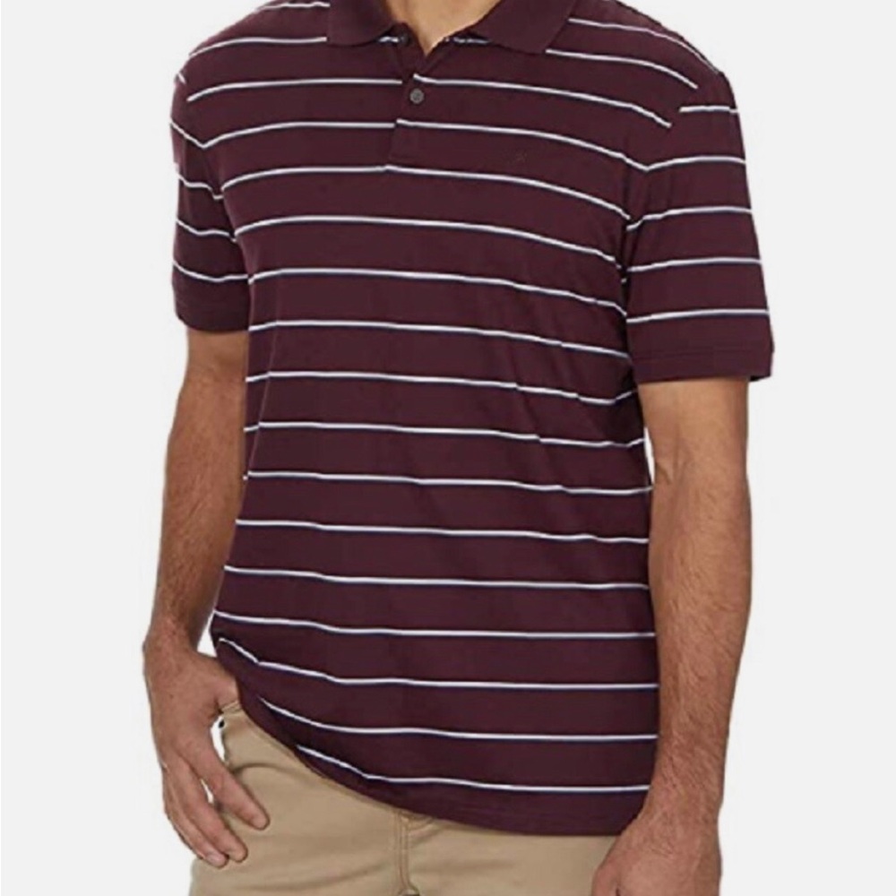 Calvin Klein Liquid Touch Men's Maroon Striped Polo Shirt XXL